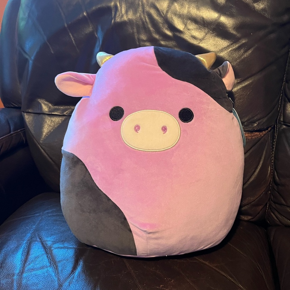 Squishmallows Purple and Black Cow Plush 14-16”